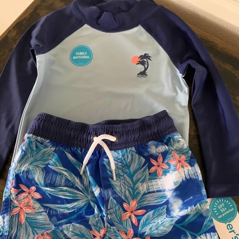 Carter's 2 piece Rashguard & Swim Trunk Set